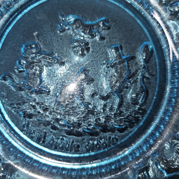 Tiara Indiana Blue Glass Nursery Rhyme Salad/ Desert/ Luncheon Plate set of 4 - Picture 5 of 14